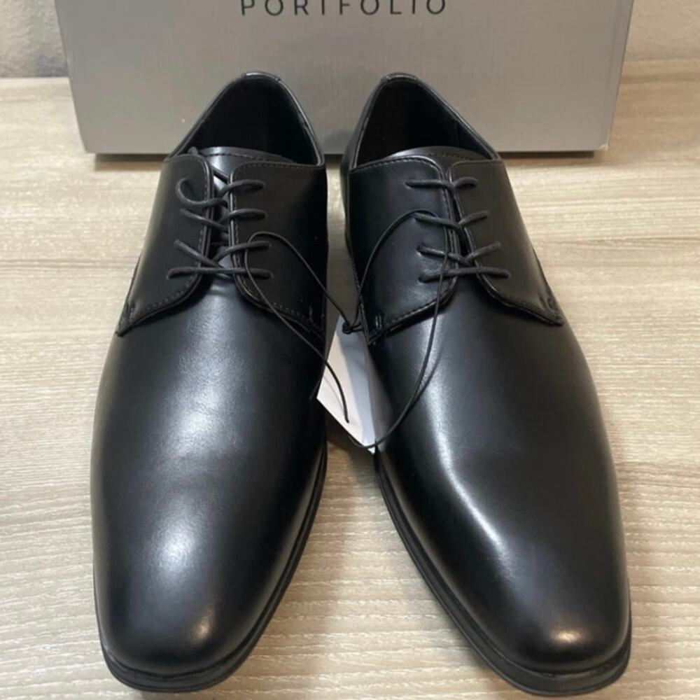 Perry Ellis Men's Lace-up Leather Dress Shoes, Black